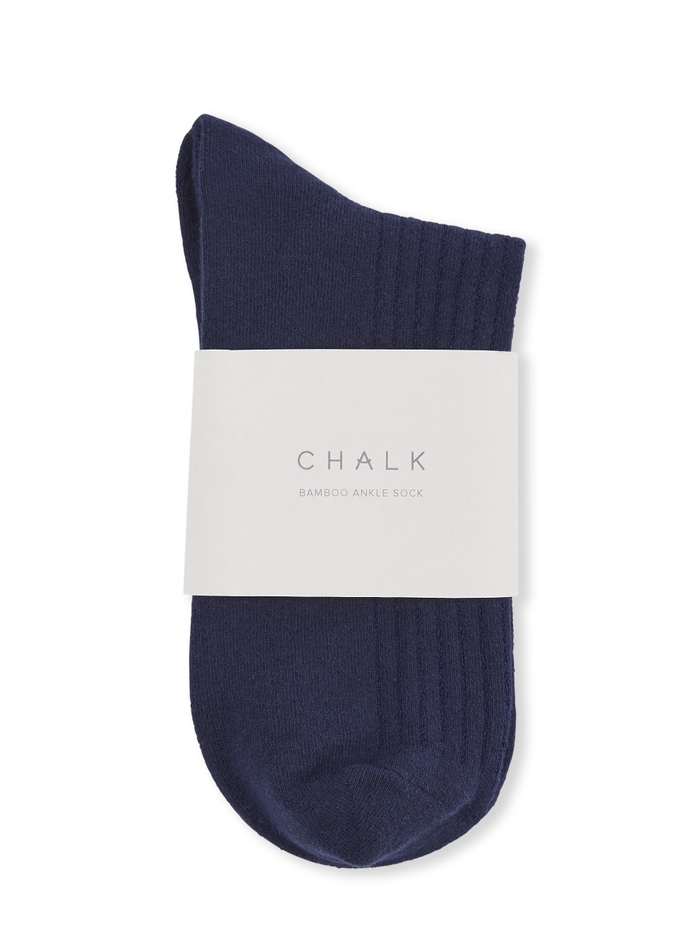 Bamboo Ankle Sock | Navy | Chalk UK